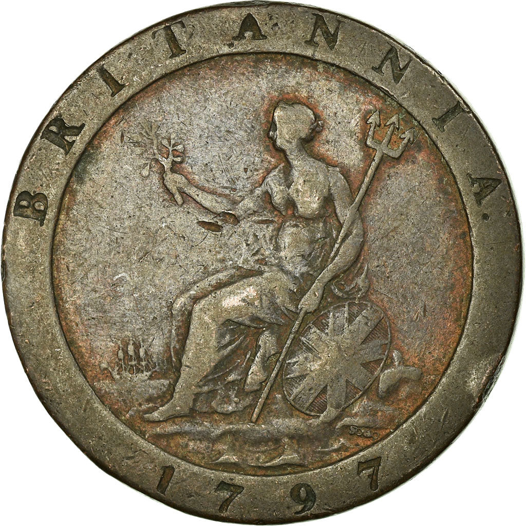 Coin, Great Britain, George III, Penny, 1797, VF(20-25), Copper, KM:618