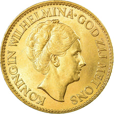 Coin, Netherlands, Wilhelmina I, 10 Gulden, 1932, MS(64), Gold, KM:162