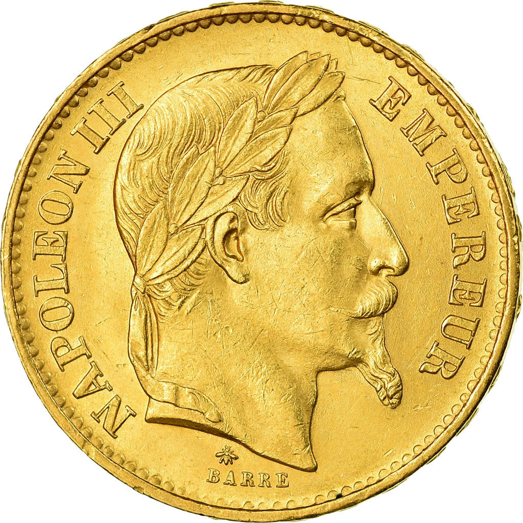 Moneta, Francja, Napoleon III, 20 Francs, 1869, Paris, AU(55-58), Złoto