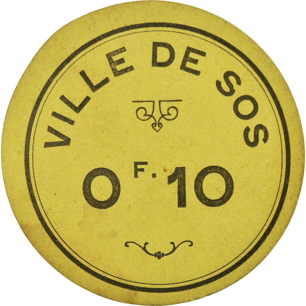 Coin, France, Ville de Sos, Sos, 0.10 Franc, AU(55-58), Cardboard