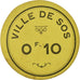 Coin, France, Ville de Sos, Sos, 0.10 Franc, AU(55-58), Cardboard