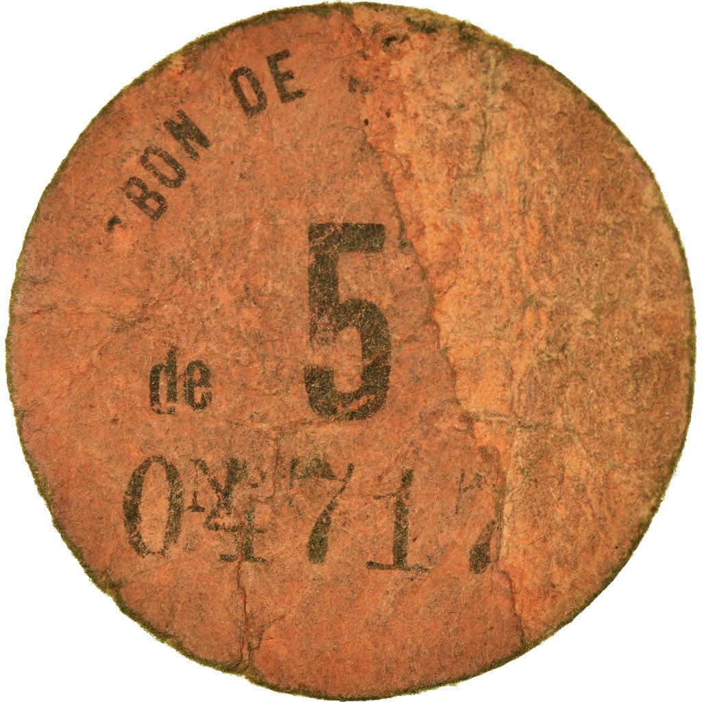 Coin, France, Commune de Toufflers, Toufflers, 5 Centimes, VF(20-25), Cardboard