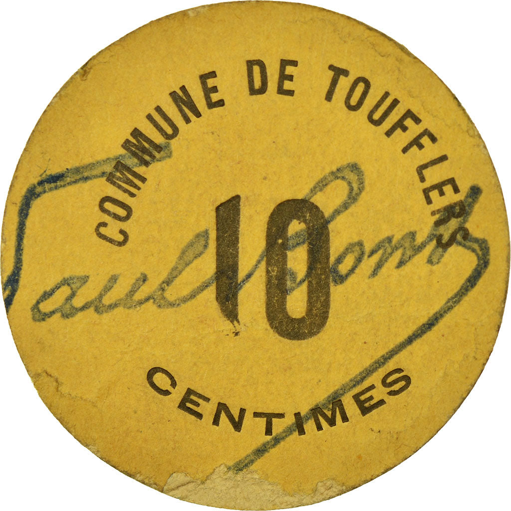 Coin, France, Commune de Toufflers, Toufflers, 10 Centimes, AU(50-53), Cardboard