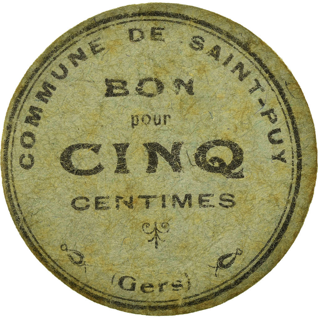 Coin, France, Commune de Saint-Puy, Saint-Puy, 5 Centimes, VF(20-25), Cardboard
