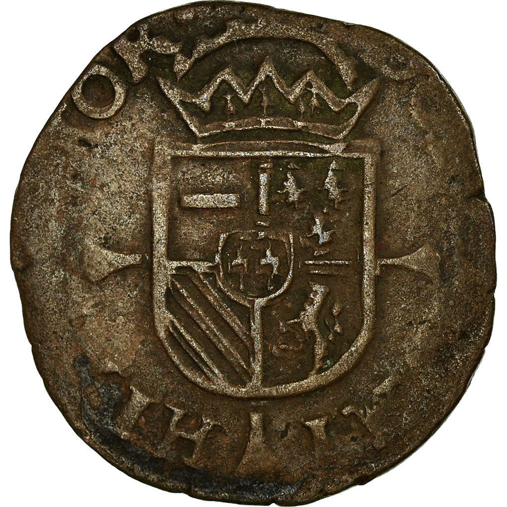 Coin, Spanish Netherlands, Philip II, Double Courte, Anvers, VF(30-35), Copper