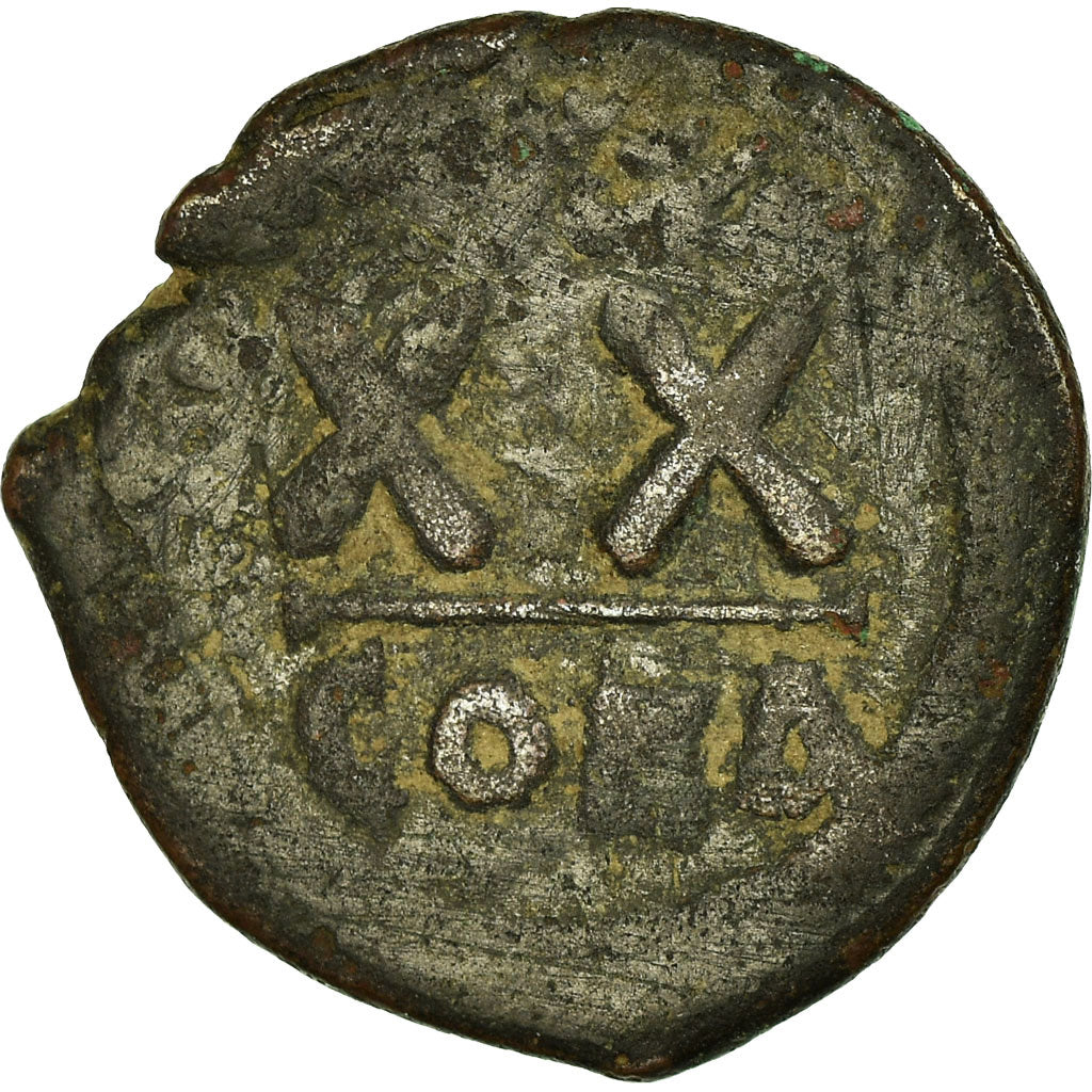 Moneda, Phocas, Half Follis, 602-610, Constantinople, BC+, Cobre, Sear:643