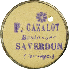 Monnaie, France, P. CAZALOT, Boulanger, Saverdun, 0.05 Franc, Rare, TTB+, Carton