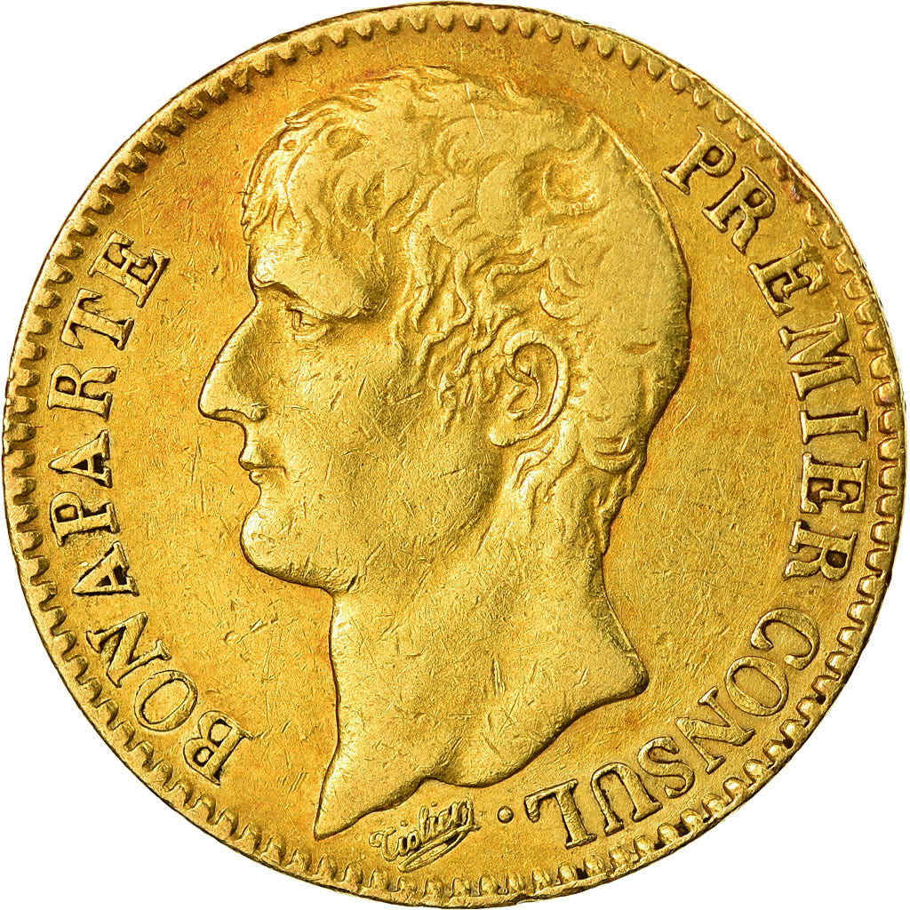 Moeda, França, Napoléon I, 40 Francs, An 12 (1804), Paris, VF(30-35), Dourado
