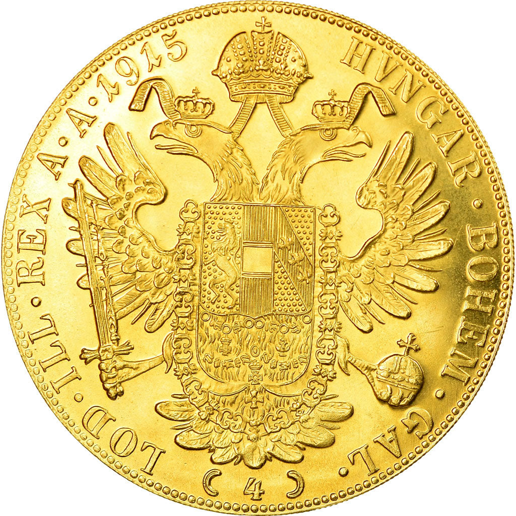 Coin, Austria, Franz Joseph I, 4 Ducat, 1915, Vienne, Official restrike, MS(63)
