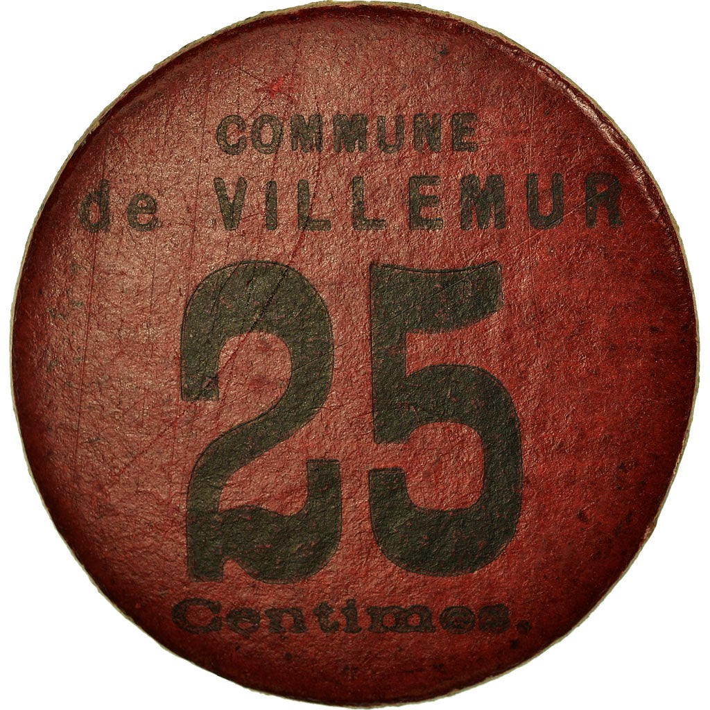 Munten, Frankrijk, Commune de Villemur, Villemur, 25 Centimes, ZF+, Cardboard