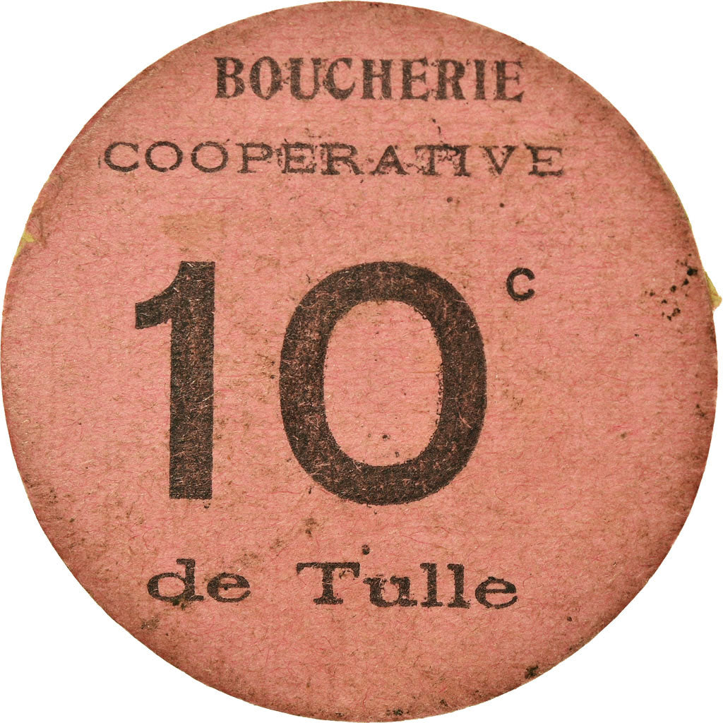 Moeda, França, Boucherie Coopérative, Tulle, 10 Centimes, AU(50-53), Cardboard