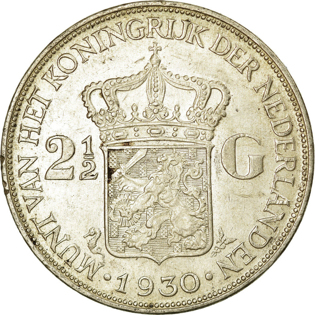 Coin, Netherlands, Wilhelmina I, 2-1/2 Gulden, 1930, EF(40-45), Silver, KM:165