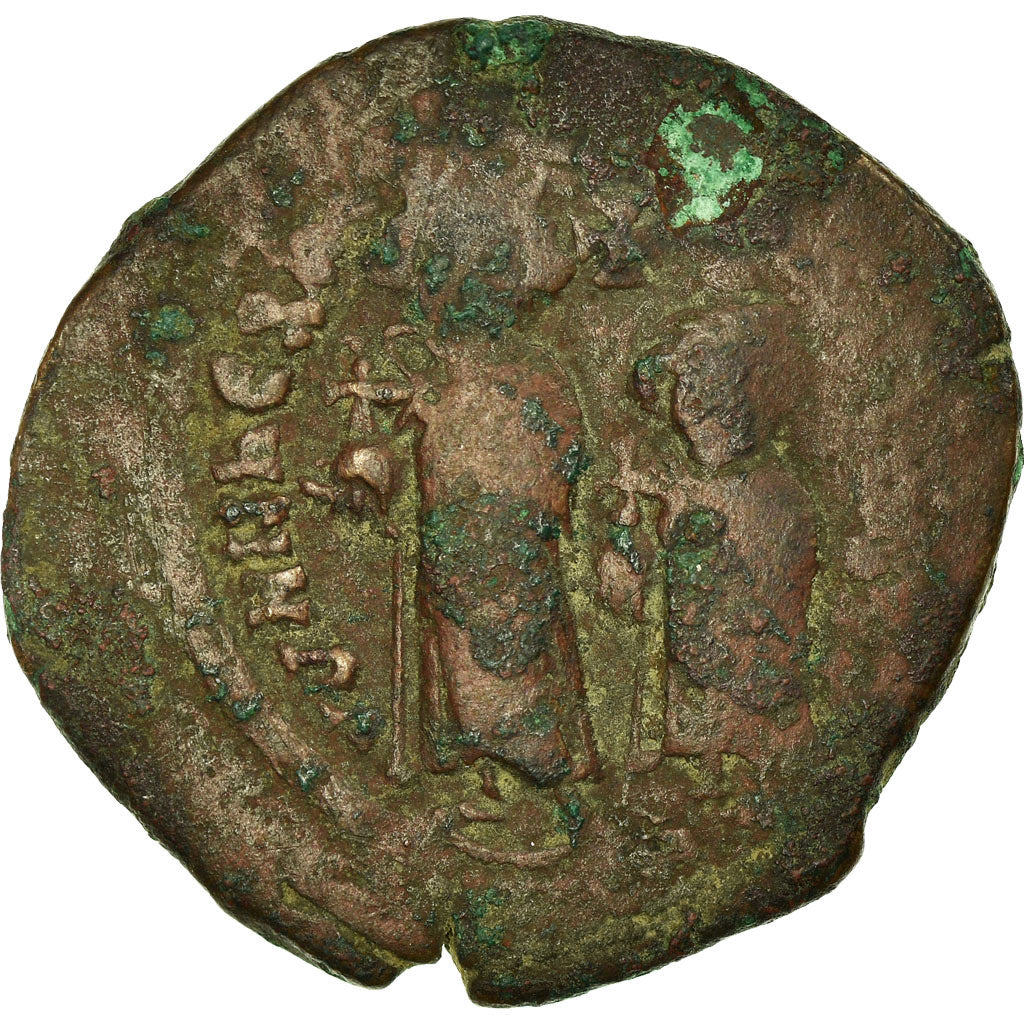 Coin, Heraclius, with Heraclius Constantine, Follis, 613-614, Constantinople