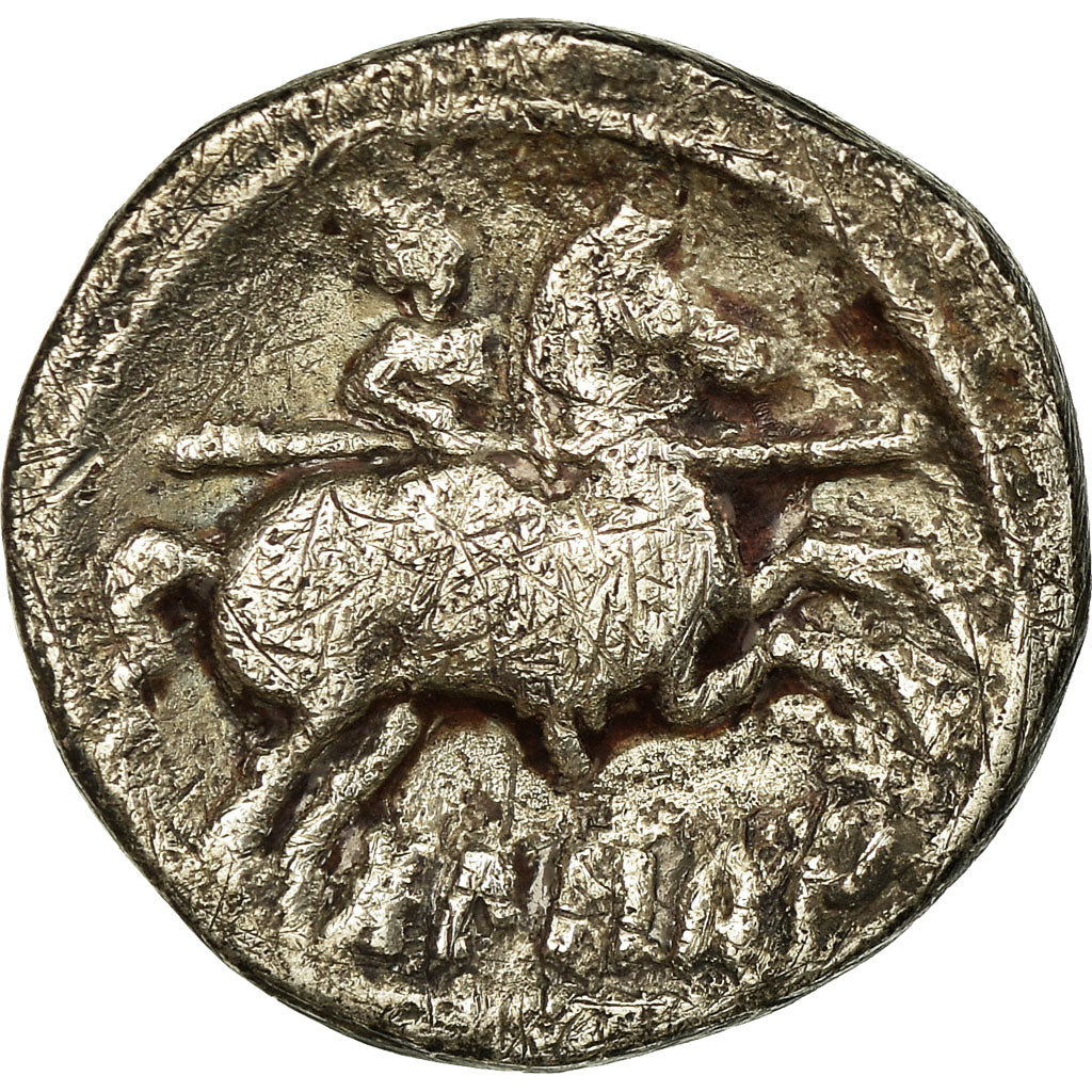 Moneda, Spain, Bolskan, Denarius, 150-100 BC, BC+, Plata