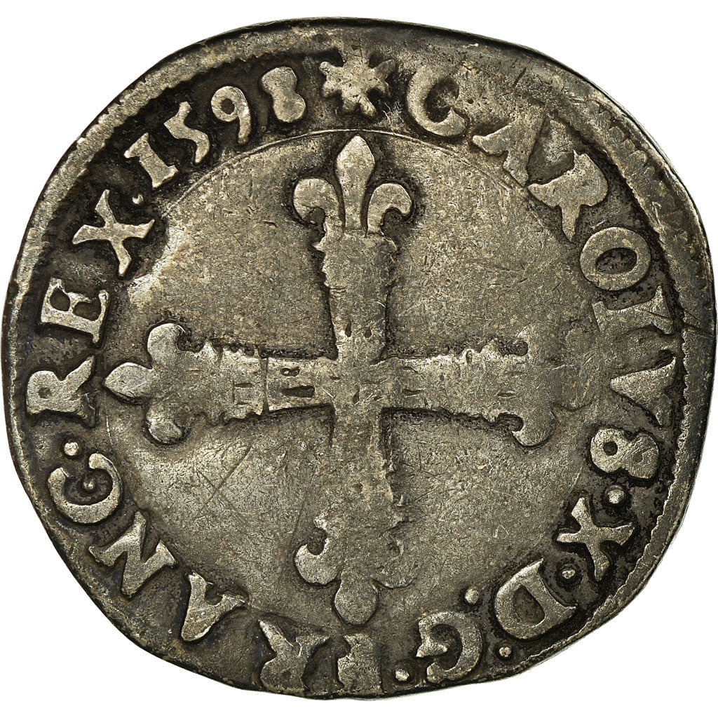 Moneta, Francja, Charles X, 1/4 Ecu, 1598, Nantes, VF(30-35), Srebro