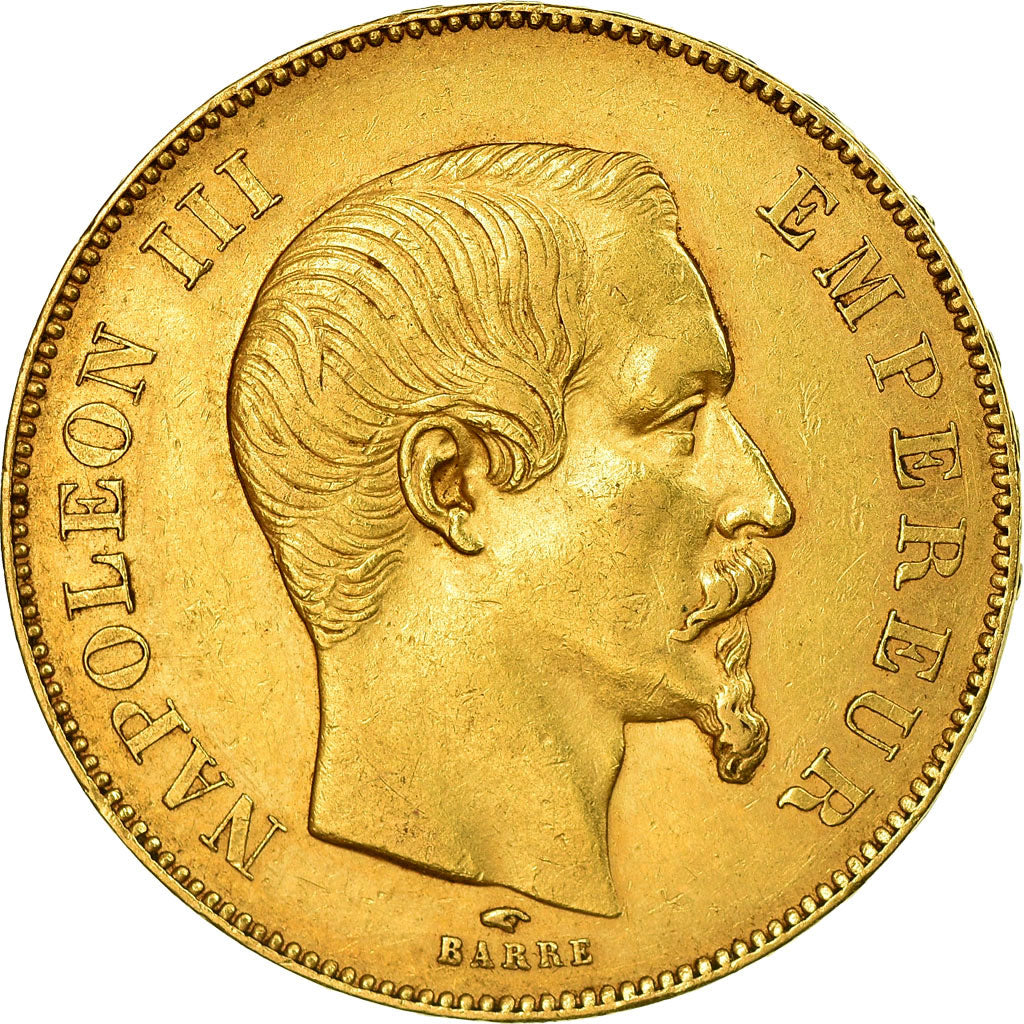 Moeda, França, Napoleon III, 50 Francs, 1856, Paris, AU(50-53), Dourado