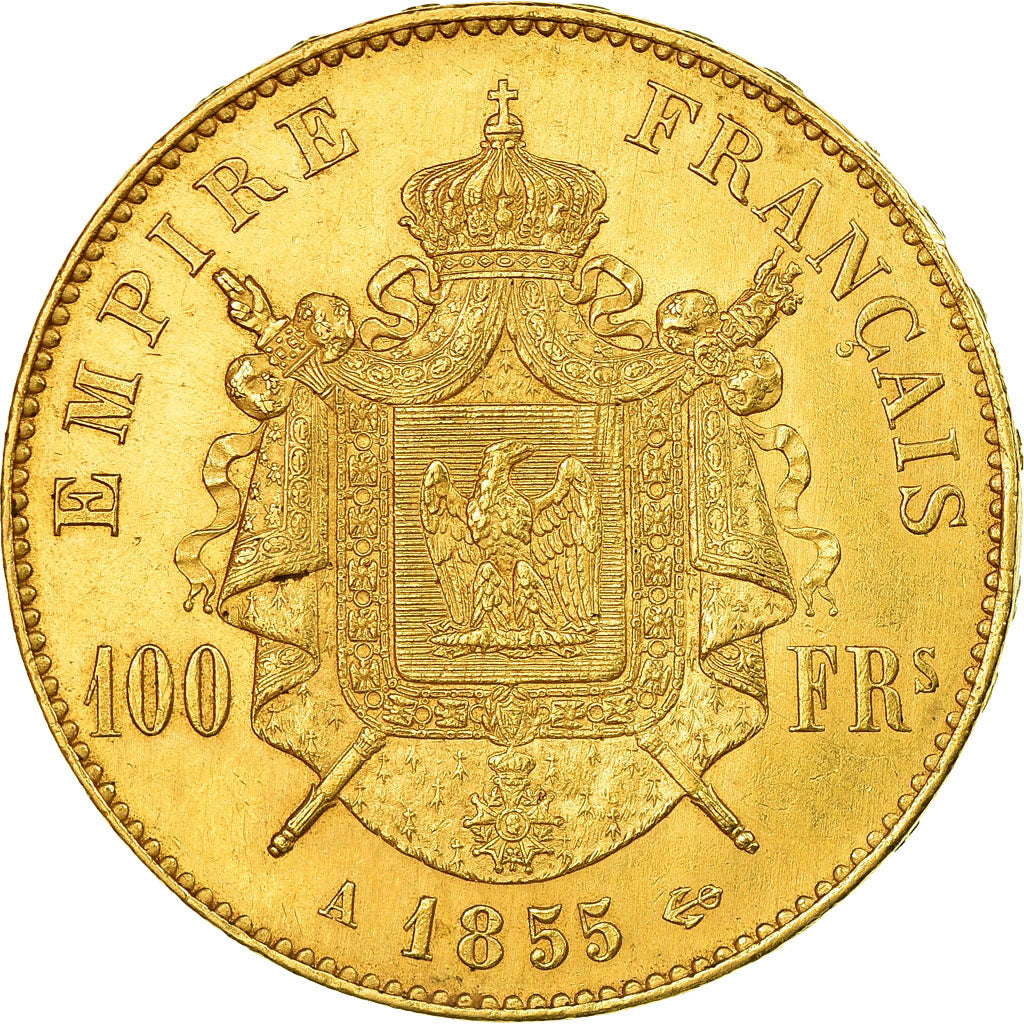 Münze, Frankreich, Napoleon III, 100 Francs, 1855, Paris, SS+, Gold, KM:786.1