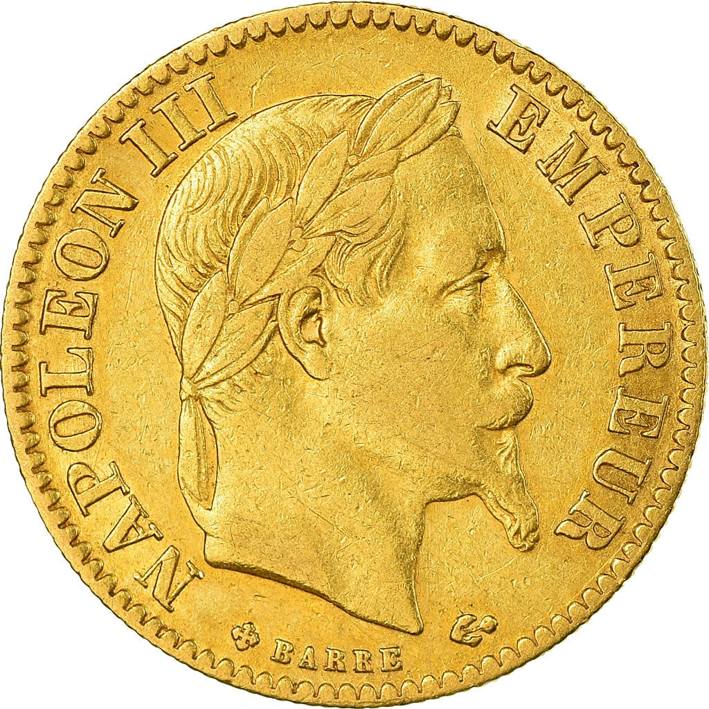 Munten, Frankrijk, Napoleon III, 10 Francs, 1866, Strasbourg, ZF, Goud