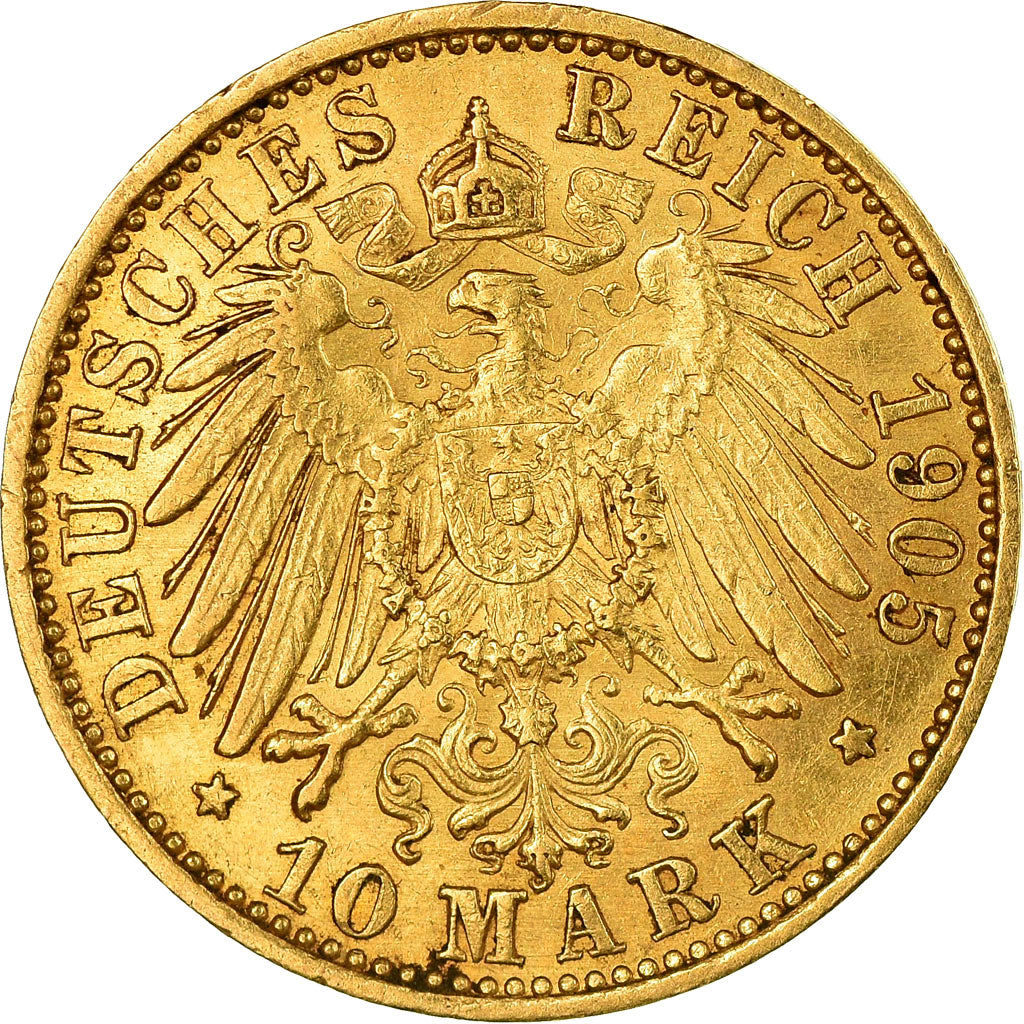 Monnaie, Etats allemands, PRUSSIA, Wilhelm II, 10 Mark, 1905, Berlin, TTB+, Or