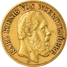 Monnaie, Etats allemands, WURTTEMBERG, Karl I, 10 Mark, 1872, Freudenstadt, TTB