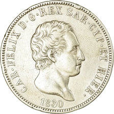 Moeda, ESTADOS ITALIANOS, SARDINIA, Carlo Felice, 5 Lire, 1830, Genoa
