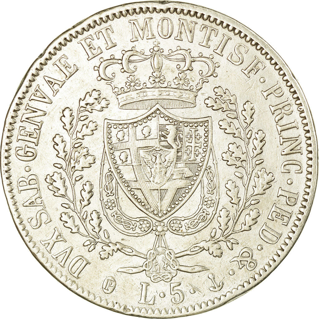 Moneta, STATI ITALIANI, SARDINIA, Carlo Felice, 5 Lire, 1830, Genoa, MB+