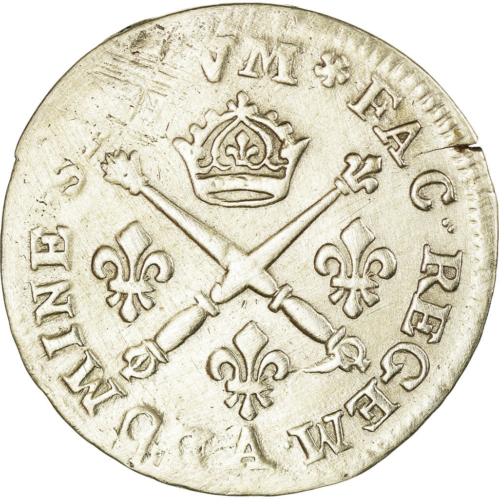 Munten, Frankrijk, Louis XIV, 10 Sols aux insignes, 1707, Paris, FR+, Zilver