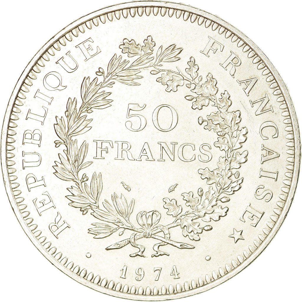 Coin, France, Hercule, 50 Francs, 1974, Paris, MS(60-62), Silver, KM:941.1