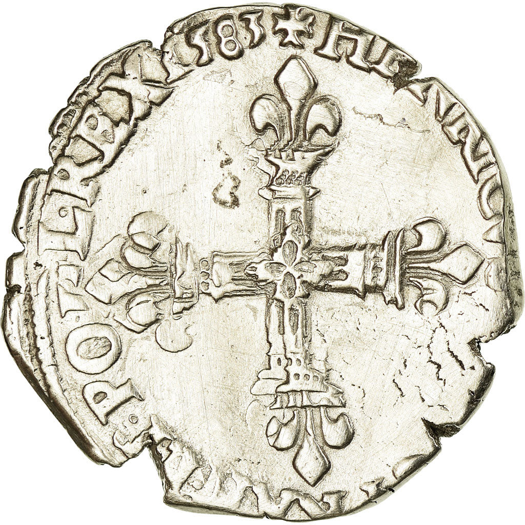 Coin, France, Henri III, 1/4 Ecu, 1583, Bayonne, EF(40-45), Silver, Sombart:4662