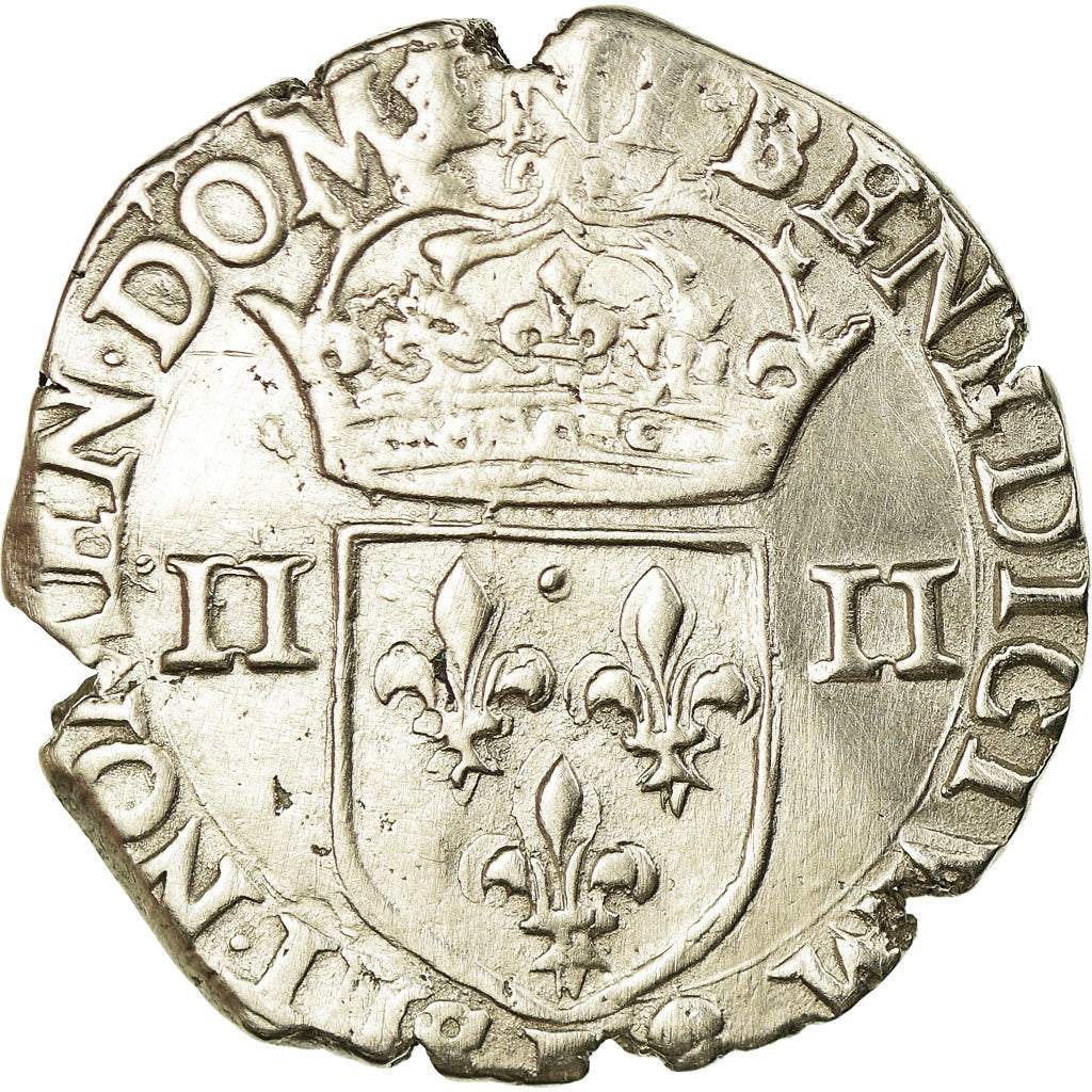Coin, France, Henri III, 1/4 Ecu, 1583, Bayonne, EF(40-45), Silver, Sombart:4662