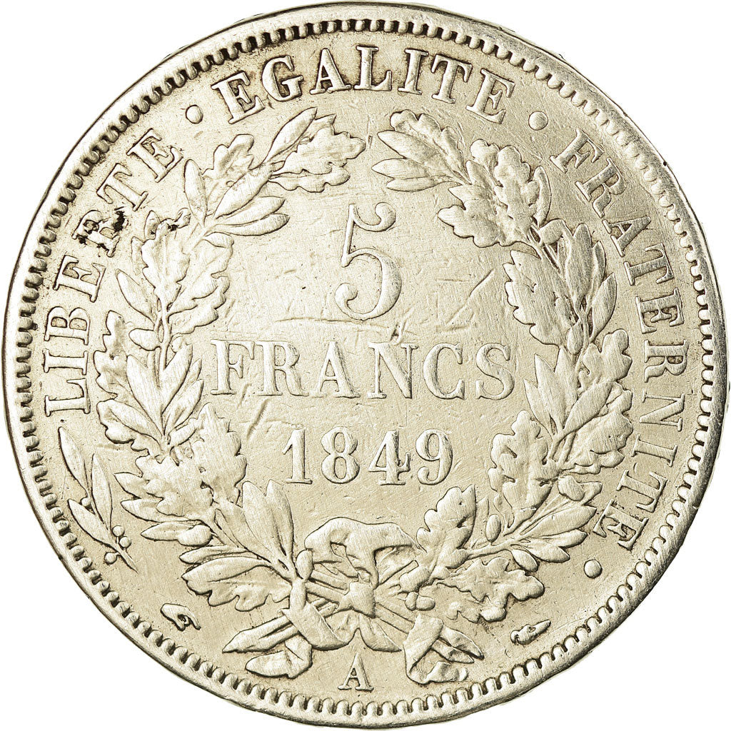 Coin, France, Cérès, 5 Francs, 1849, Paris, VF(20-25), Silver, KM:761.1