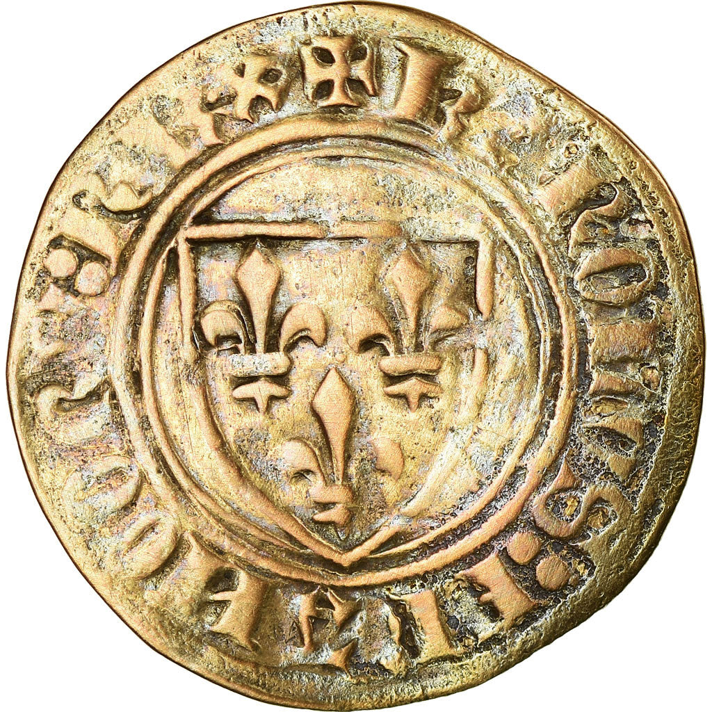 Coin, France, Charles VI, Blanc Guénar, Tournai, VF(20-25), Billon