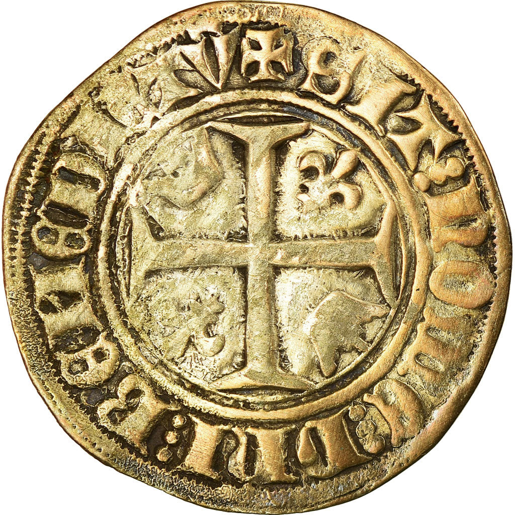 Coin, France, Charles VI, Blanc Guénar, Tournai, VF(20-25), Billon