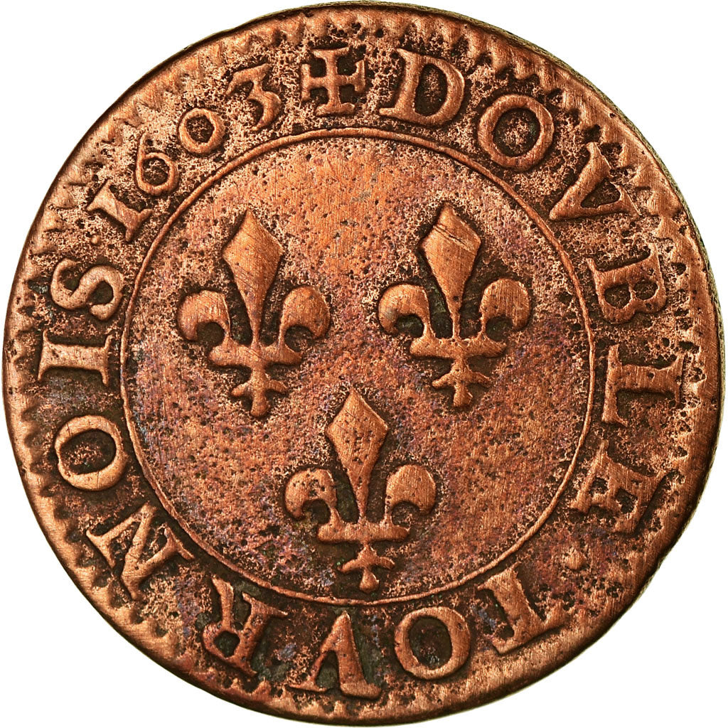 Monnaie, France, Henri IV, Double Tournois, 1603, Paris, TB+, Cuivre, CGKL:222