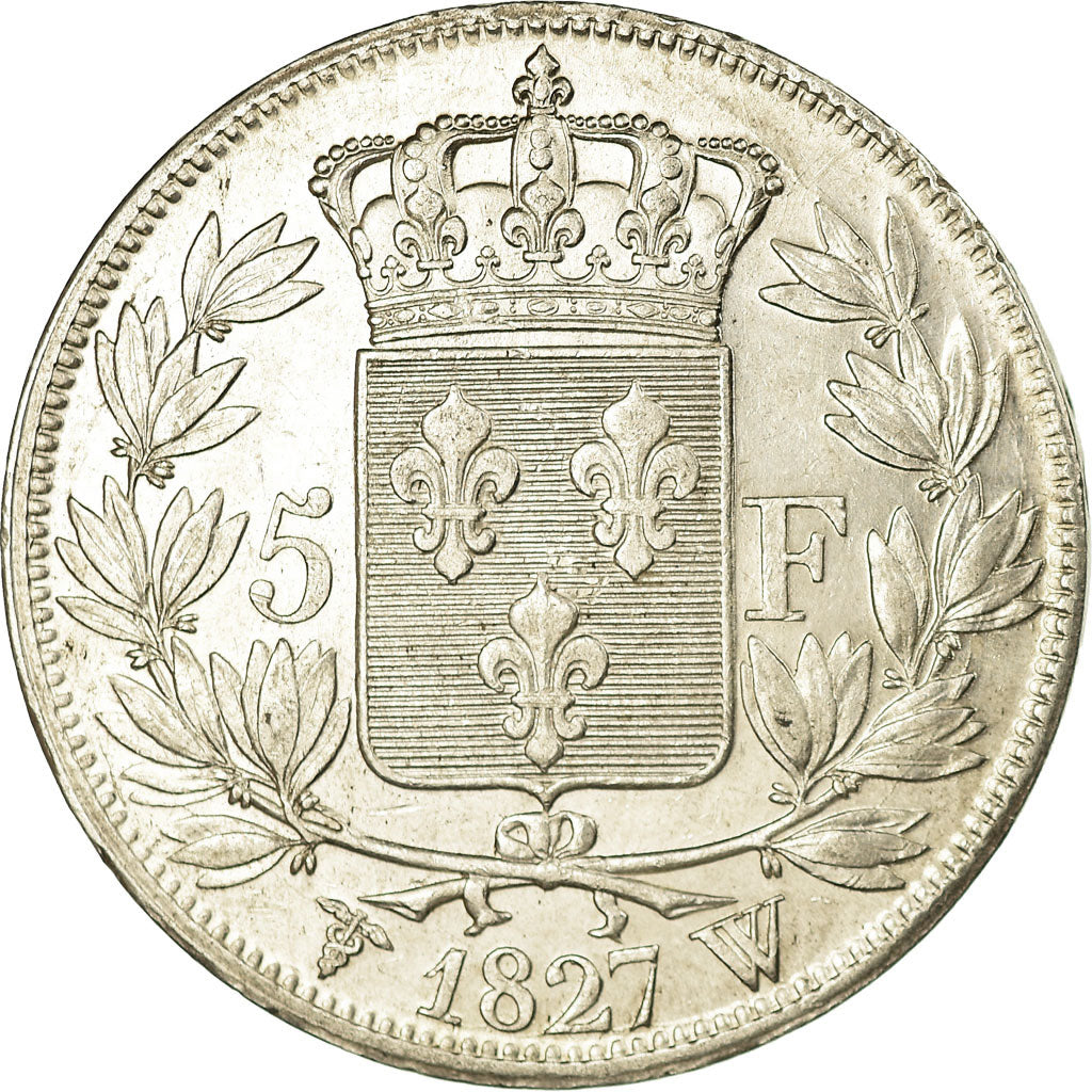 Münze, Frankreich, Charles X, 5 Francs, 1827, Lille, SS, Silber, KM:728.13