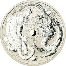 Moneda, Australia, Elizabeth II, Tiger & Dragon, 1 oz, Dollar, 2018, FDC, Plata