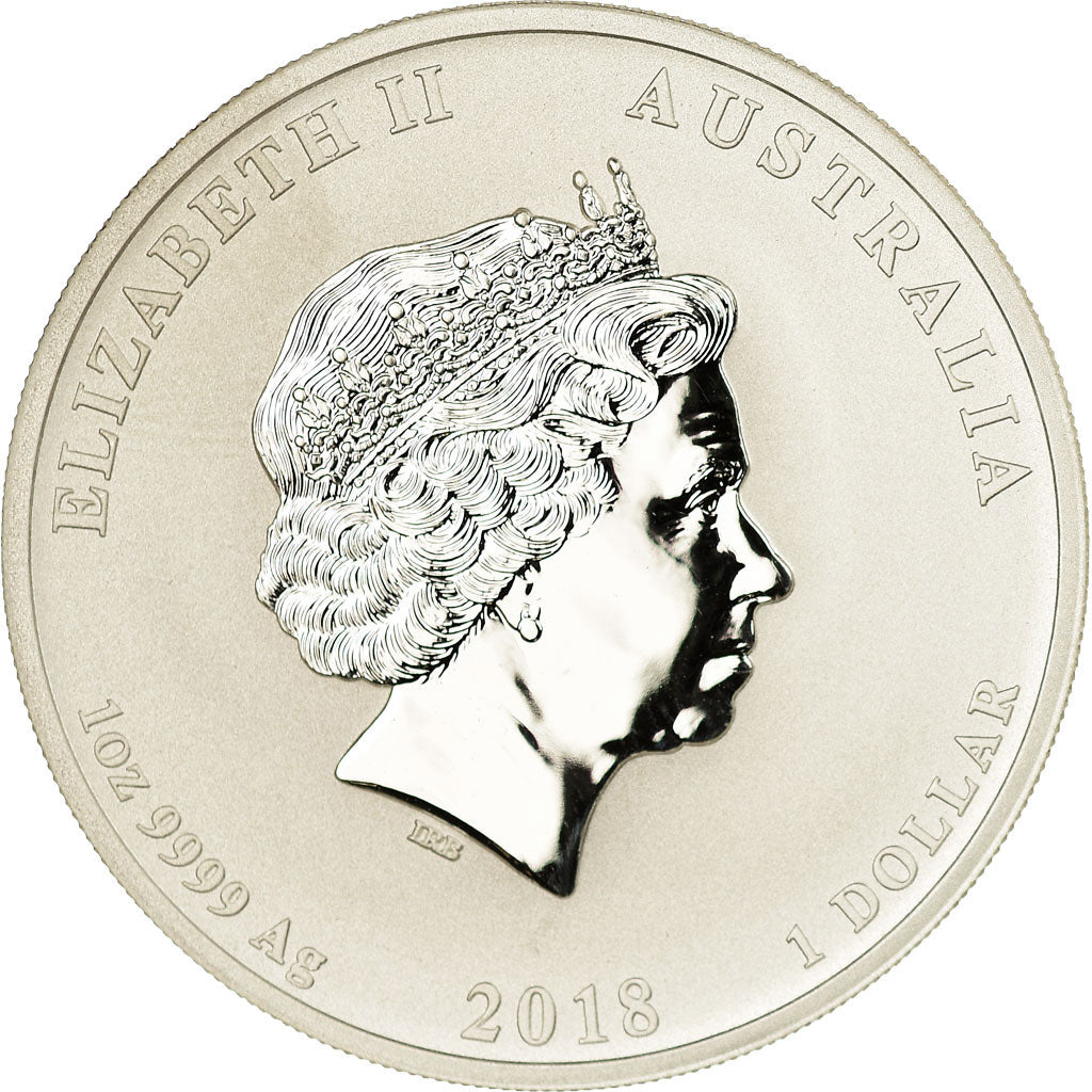 Moneda, Australia, Elizabeth II, Tiger & Dragon, 1 oz, Dollar, 2018, FDC, Plata