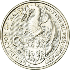 Coin, Great Britain, Elizabeth II, Red Dragon of Wales, 5 Pounds - 2 Oz, 2017
