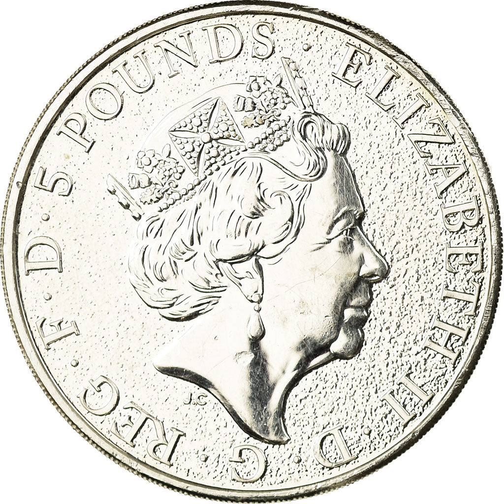 Coin, Great Britain, Elizabeth II, Red Dragon of Wales, 5 Pounds - 2 Oz, 2017