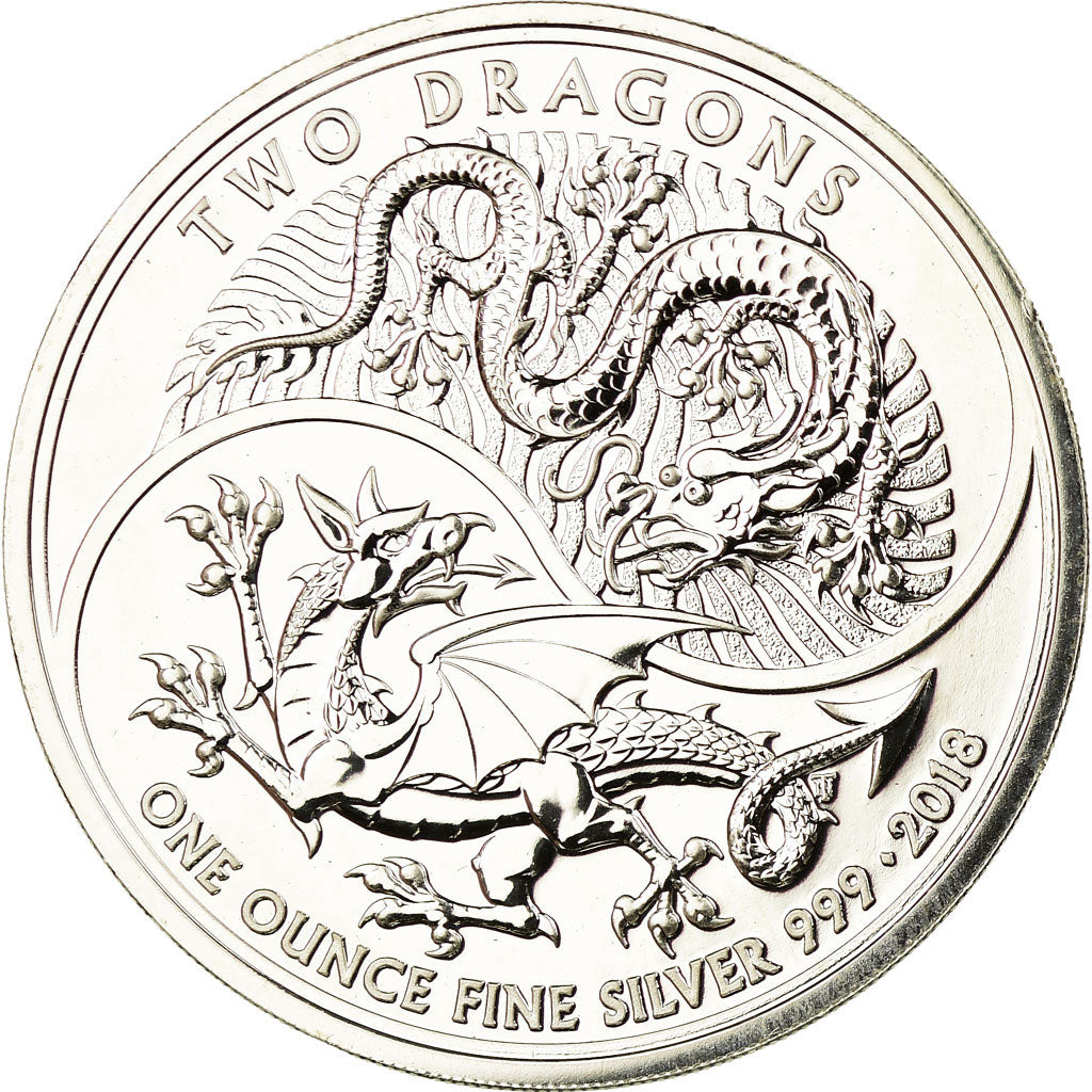 Coin, Great Britain, Elizabeth II, Two Dragons, 2 Pounds - 1 Oz, 2018