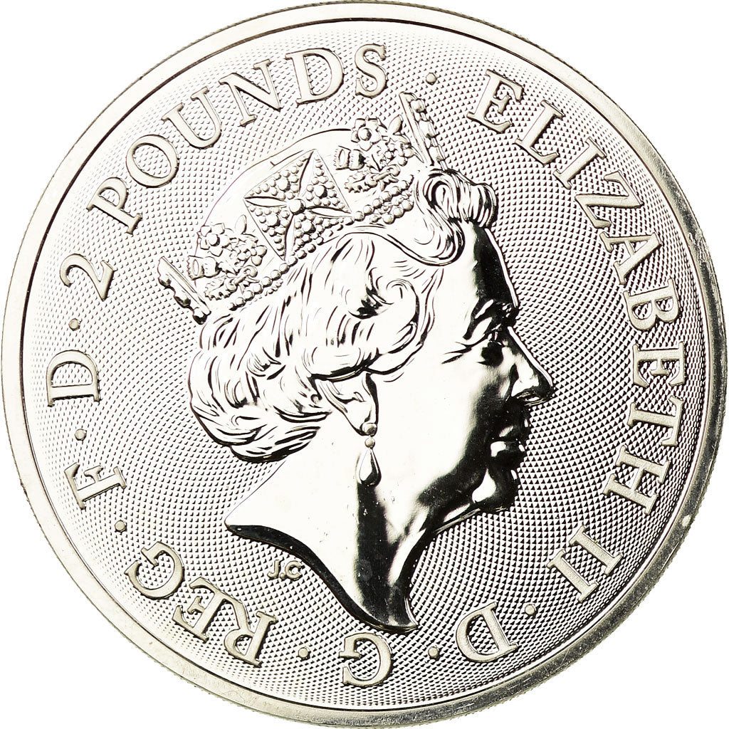 Coin, Great Britain, Elizabeth II, Two Dragons, 2 Pounds - 1 Oz, 2018
