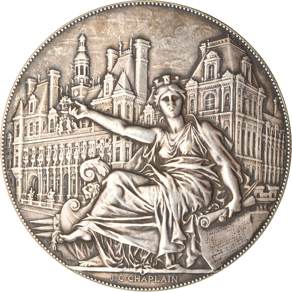 Francia, medaglia, Réédification de l'Hôtel de Ville de Paris, 1882