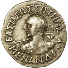 Moeda, Reino Greco-Báctrio, Menander, Drachm, 155-130 BC, EF(40-45), Prata