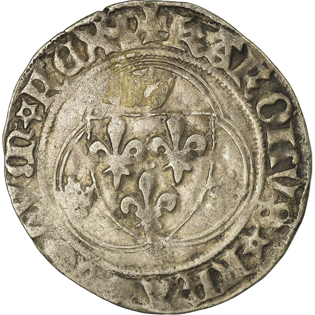 Coin, France, Charles VII, Blanc à la couronne, Lyon, VF(30-35), Billon
