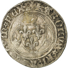 Moneda, Francia, Charles VII, Blanc à la couronne, Lyon, BC+, Vellón