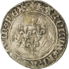 Coin, France, Charles VII, Blanc à la couronne, Lyon, VF(30-35), Billon