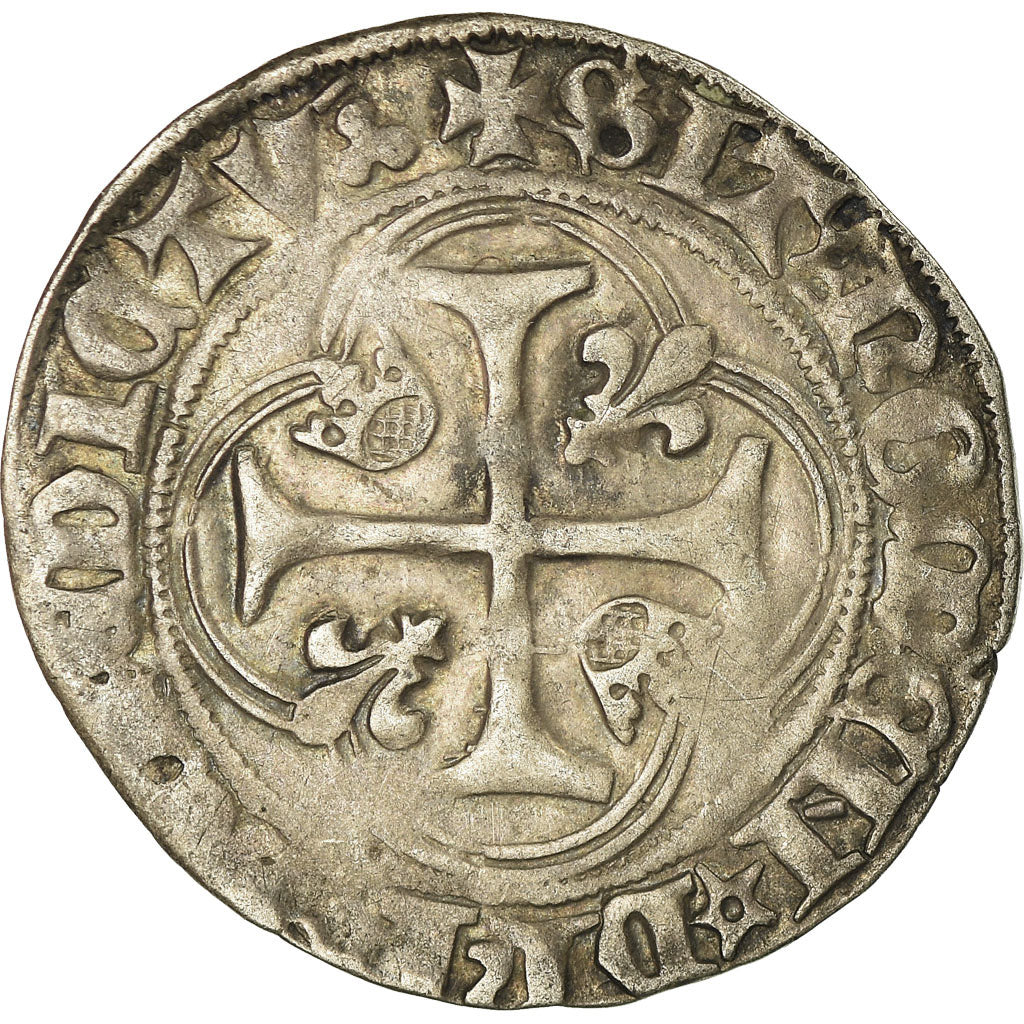 Coin, France, Charles VII, Blanc à la couronne, Lyon, VF(30-35), Billon