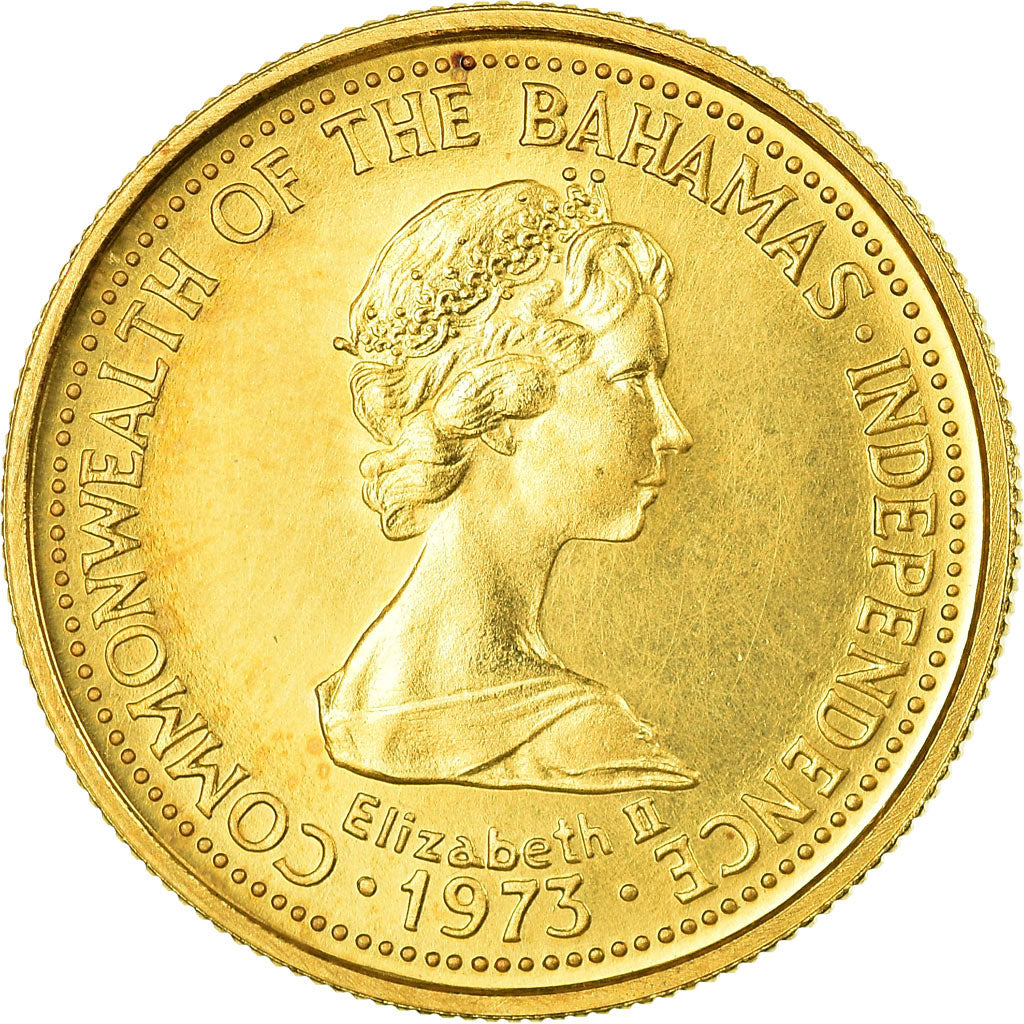 Coin, Bahamas, Elizabeth II, 100 Dollars, 1975, MS(64), Gold, KM:72