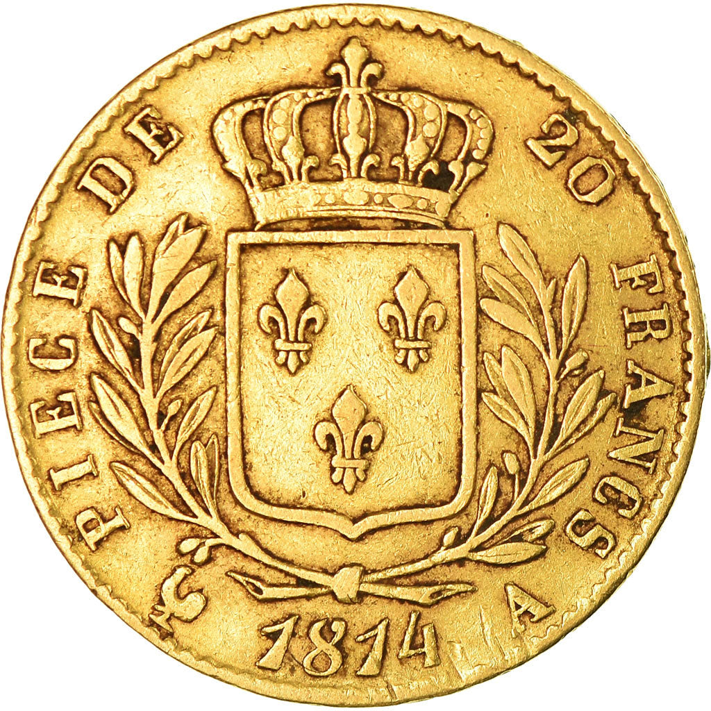 Munten, Frankrijk, Louis XVIII, 20 Francs, 1814, Paris, FR+, Goud, KM:706.1