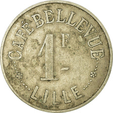 Coin, France, Café Bellevue, Lille, 1 Franc, VF(30-35), Nickel plated brass